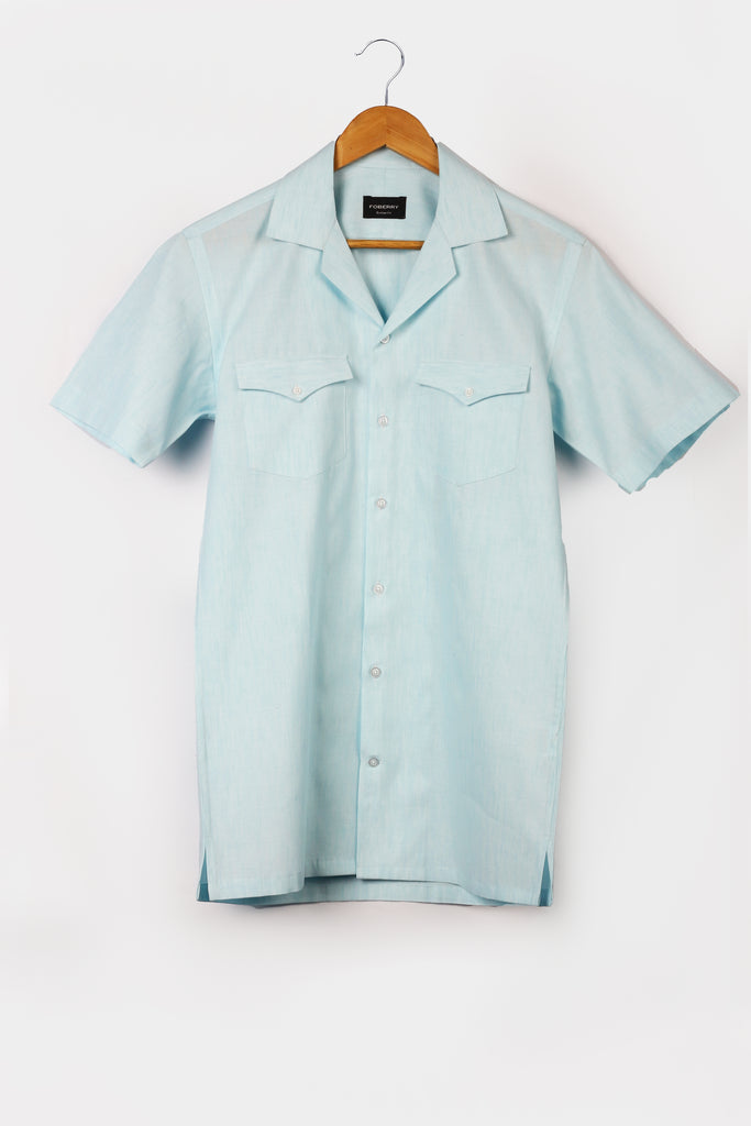 Arctic Blue Linen - Safari Shirt