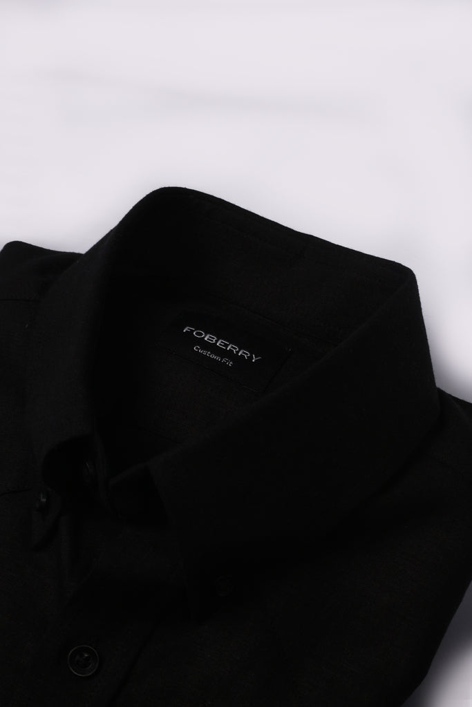 Black Linen Shirt - Western Yoke