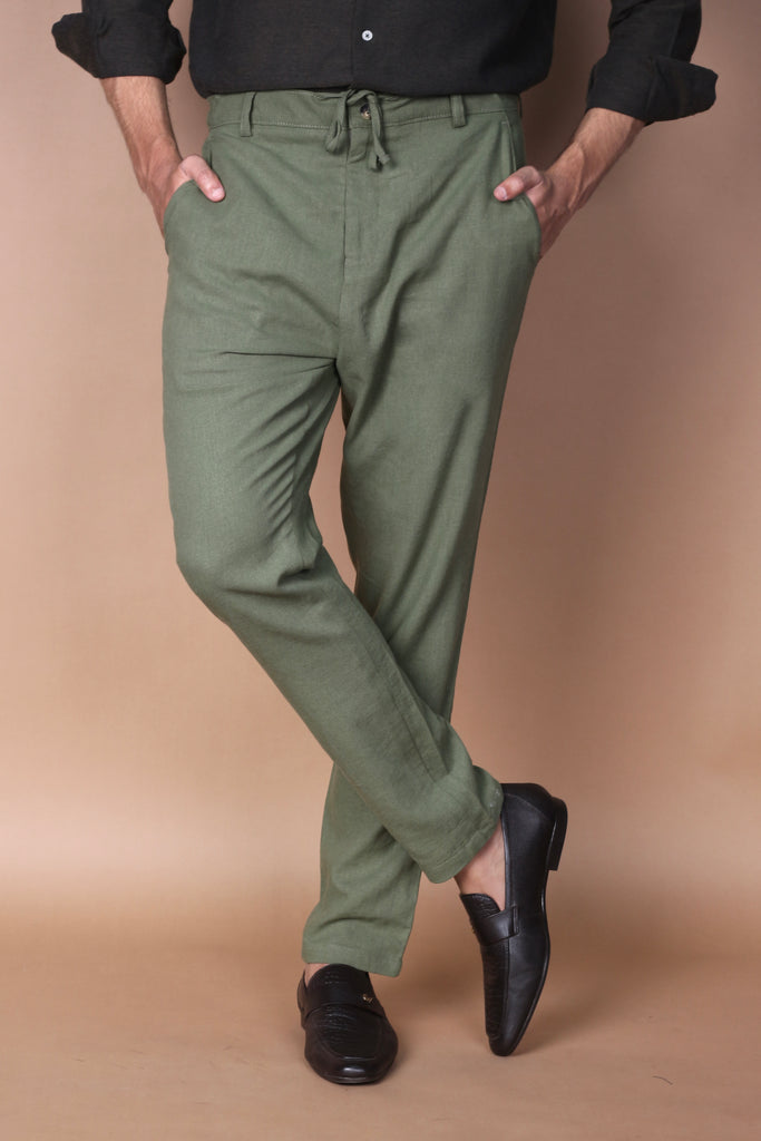 Seaweed Green Linen Trouser