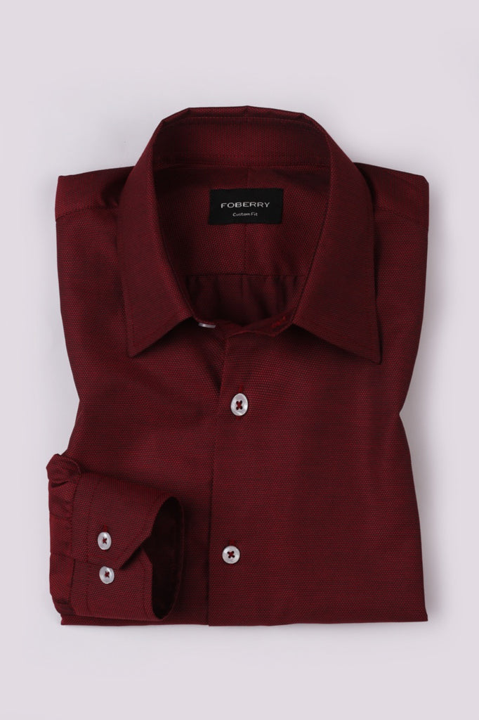 Maroon Self Structured Shirt