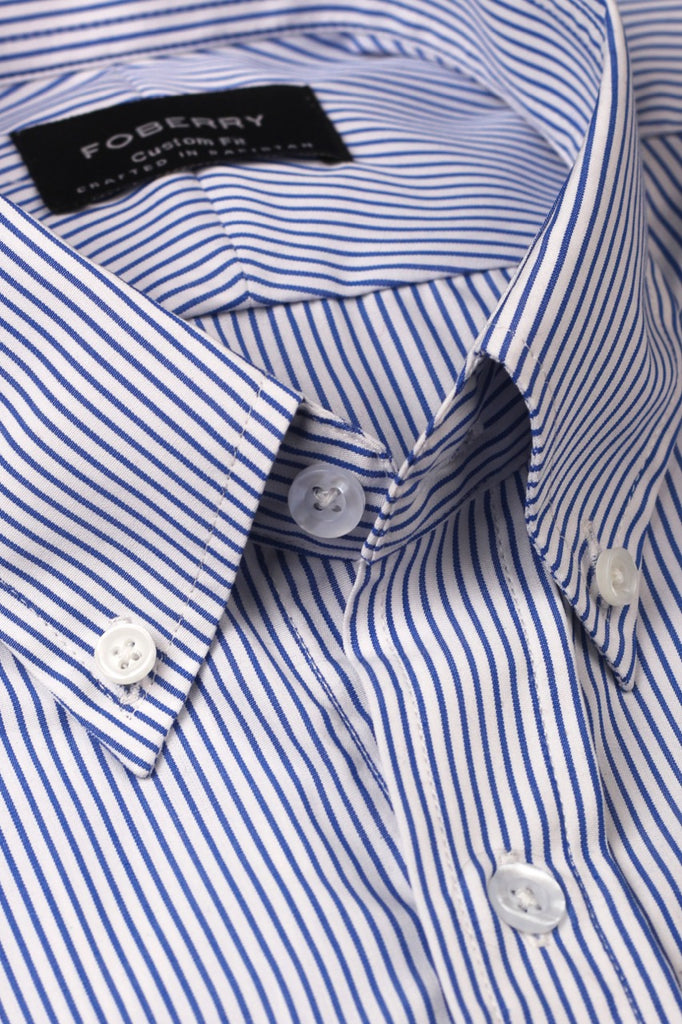 Soft Blue Pen Stripes Shirt