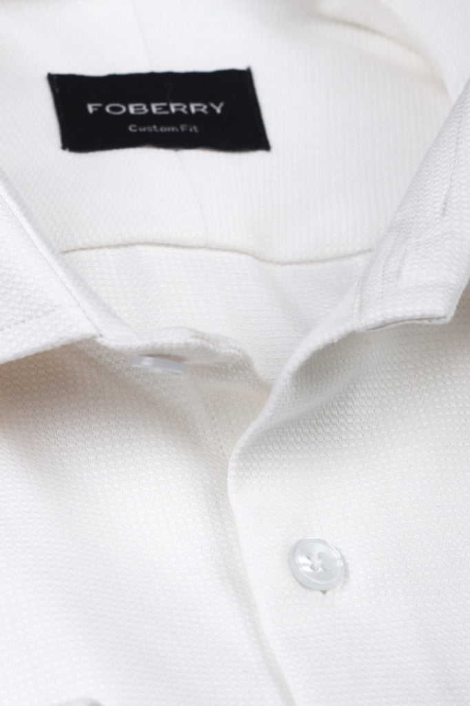 White Self Structured Shirt