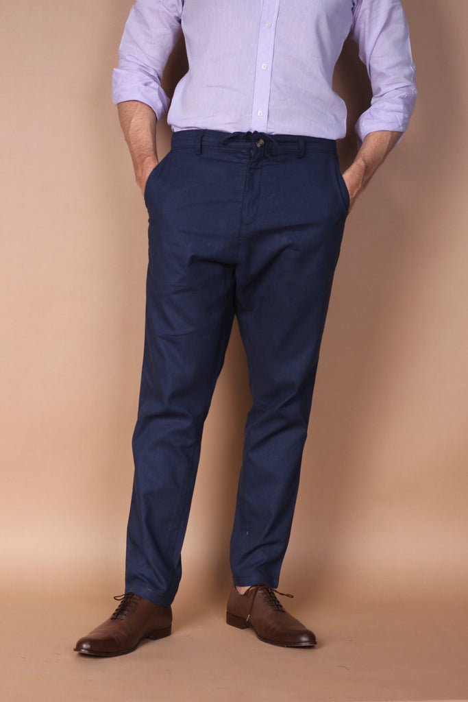 Navy Blue Linen Trouser