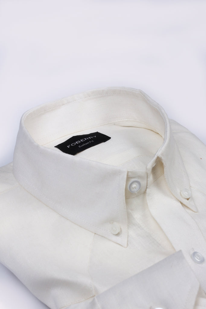 White Linen Shirt - Western Yoke