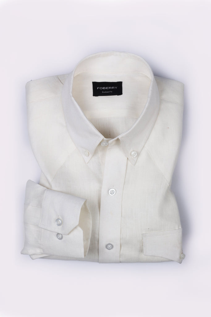 White Linen Shirt - Western Yoke