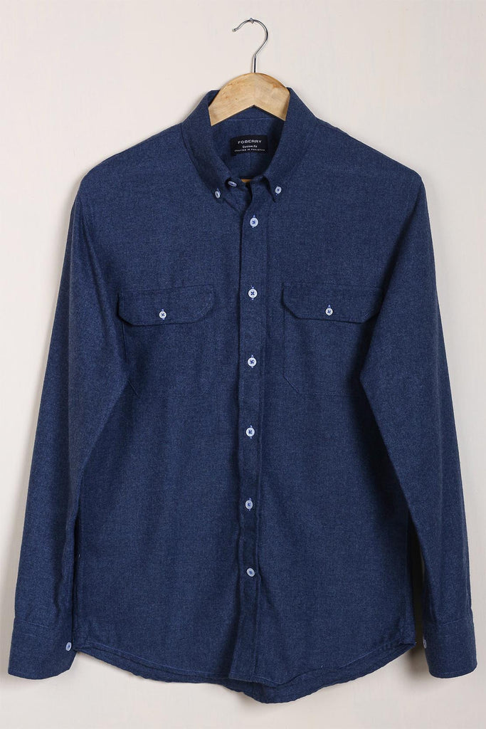 Denim Blue Winter Flannel Shirt