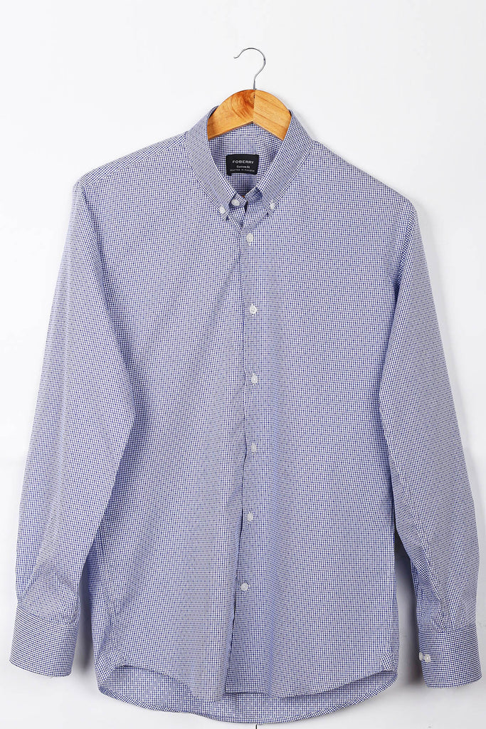 Blue Micro Gingham Shirt
