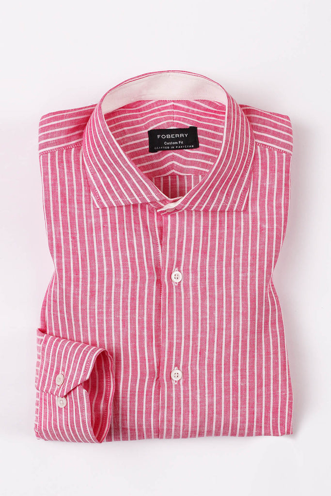 Pink Striped Linen Shirt