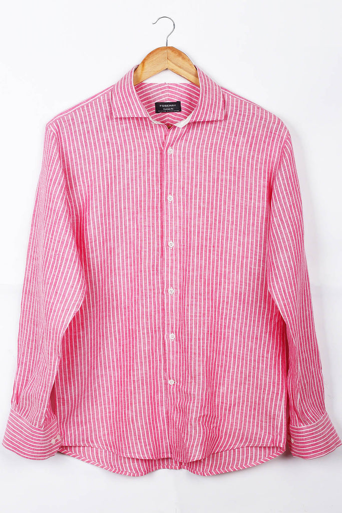 Pink Striped Linen Shirt