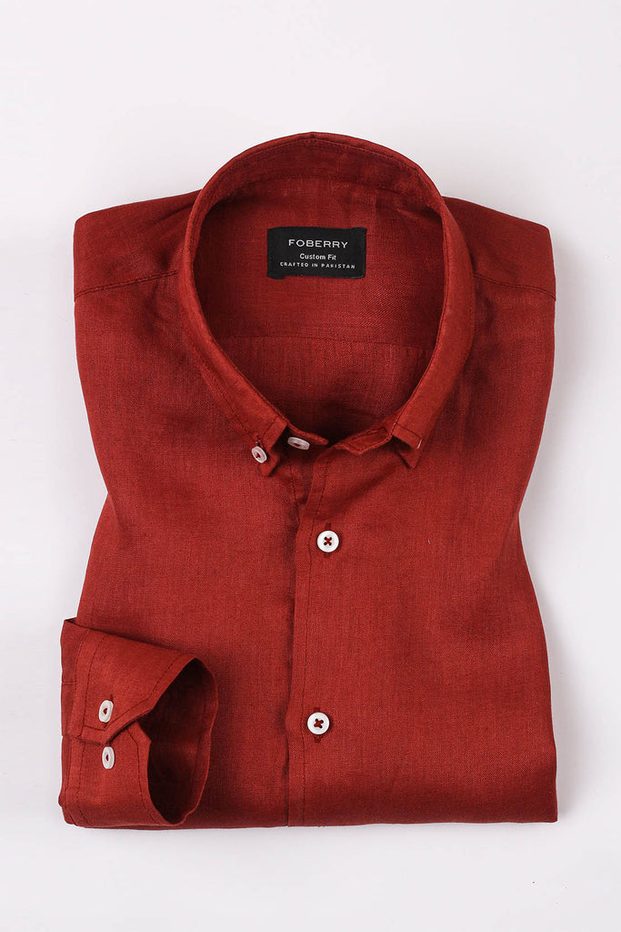 Burgundy Linen Shirt