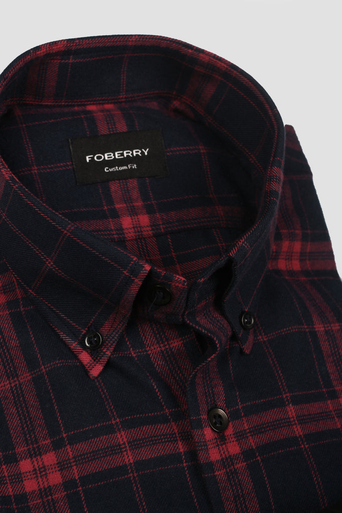 Salmon Blue Tartan Winter Flannel Shirt