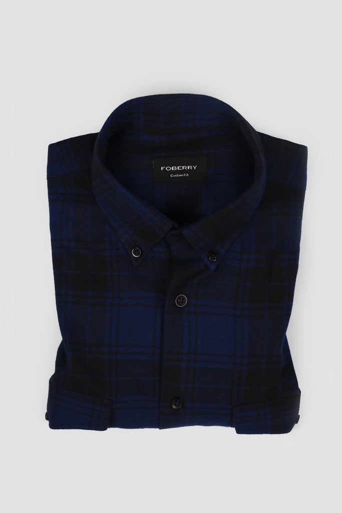 Blue Tartan Winter Flannel Shirt