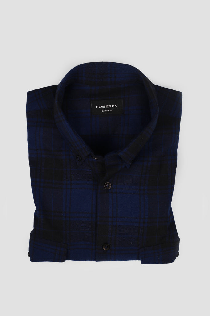 Blue Tartan Winter Flannel Shirt