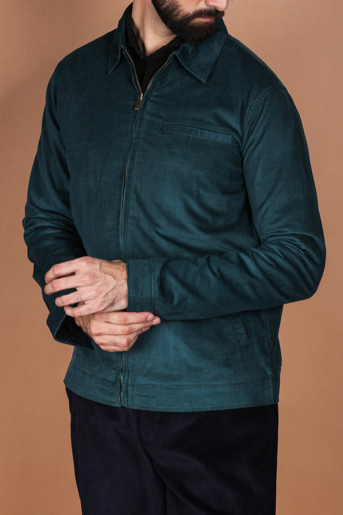 Zinc Green Corduroy Zipper Jacket