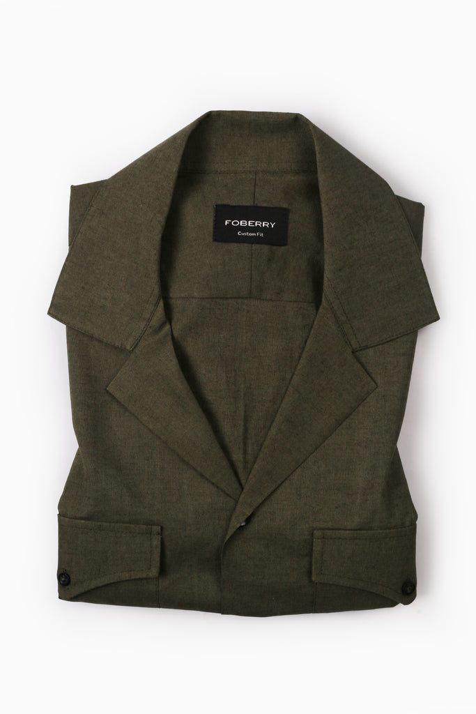 Forrest Green Linen - Safari Shirt