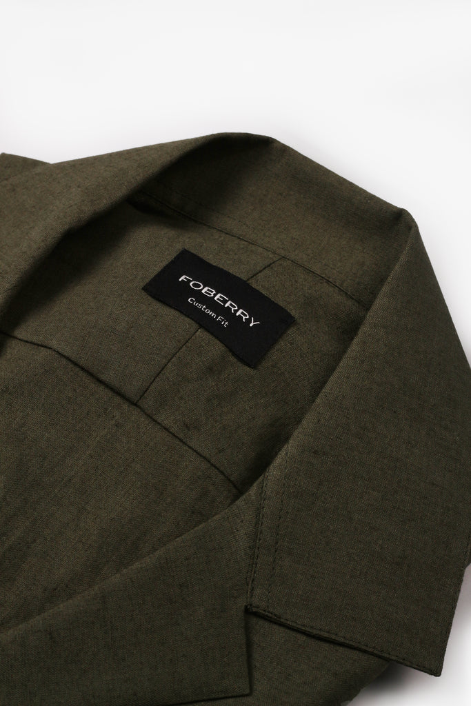 Forrest Green Linen - Safari Shirt