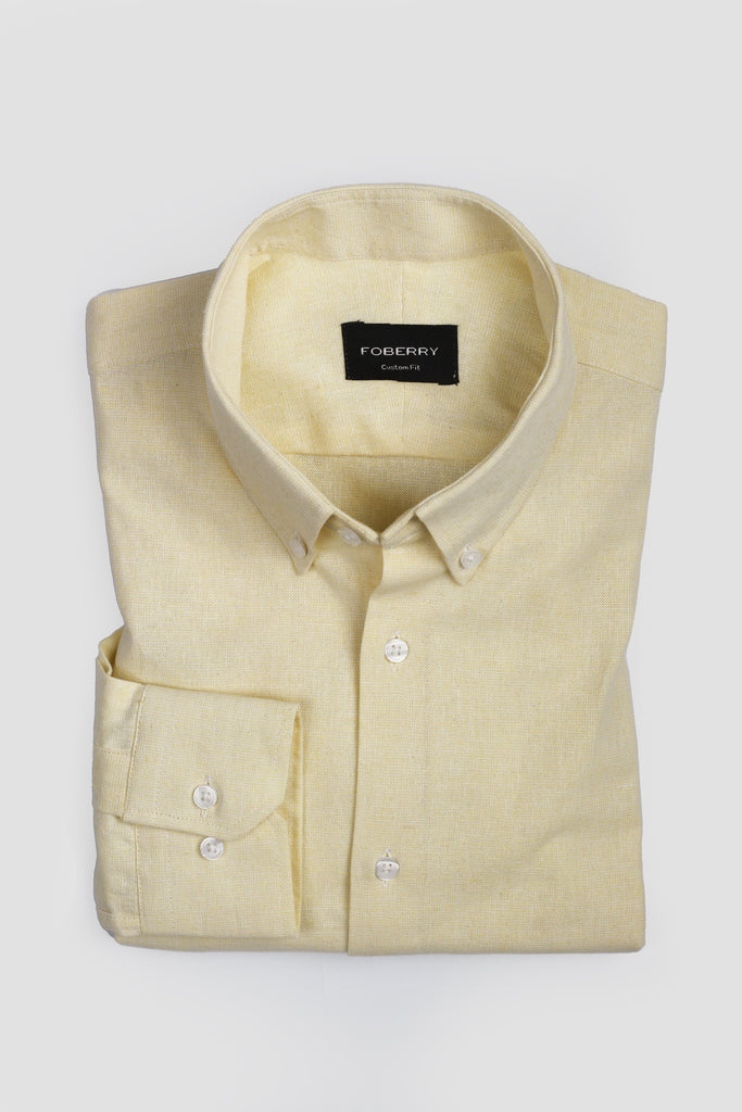 Pale Yellow Linen Shirt