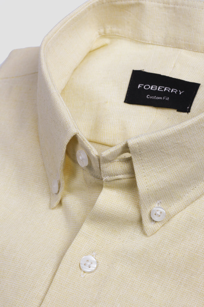 Pale Yellow Linen Shirt