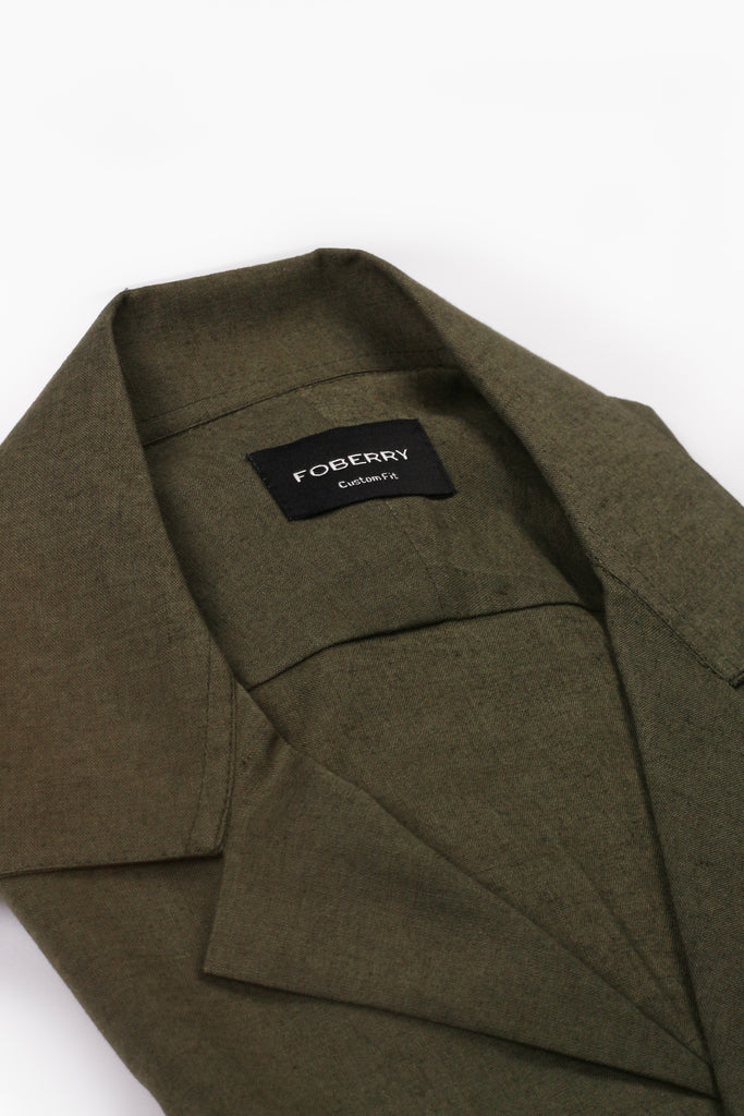 Forrest Green Linen - Safari Shirt