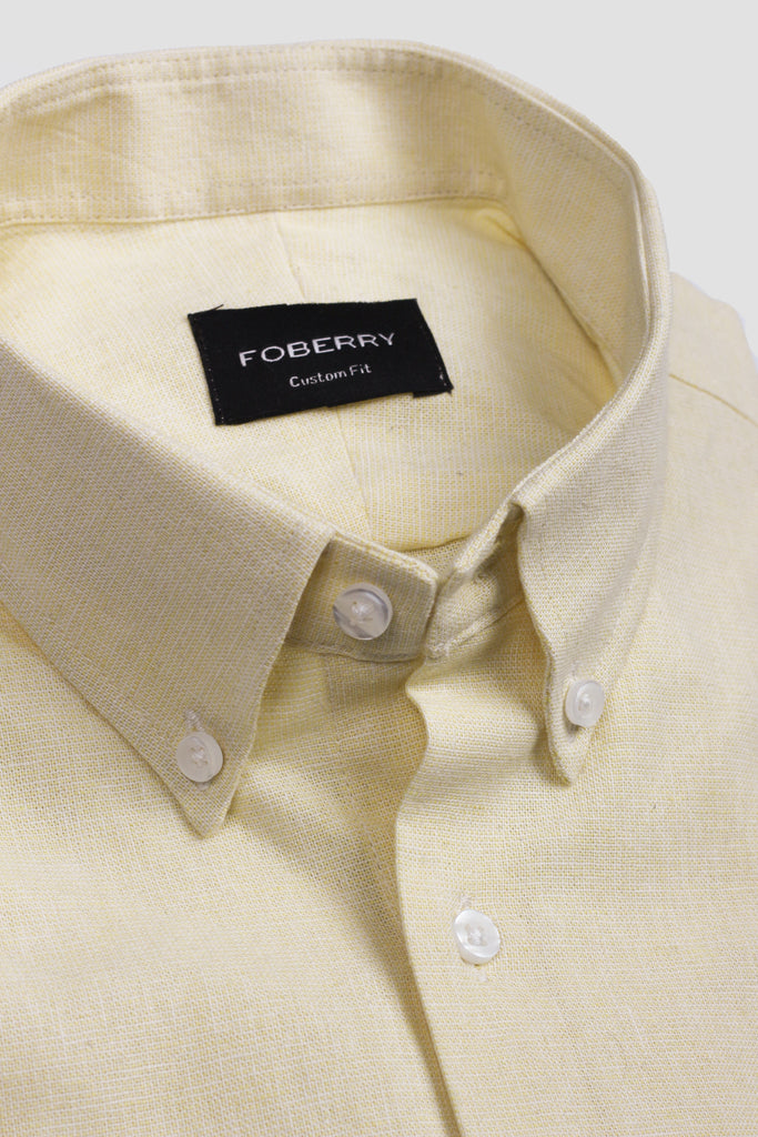 Pale Yellow Linen Shirt