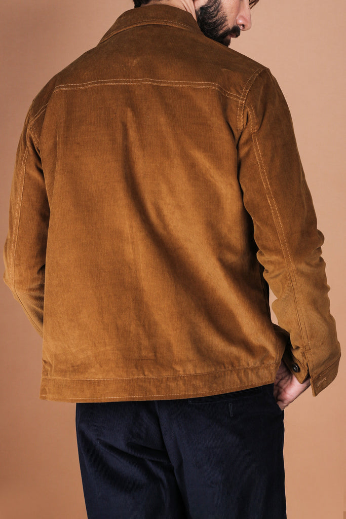 Tan Brown Corduroy Zipper Jacket