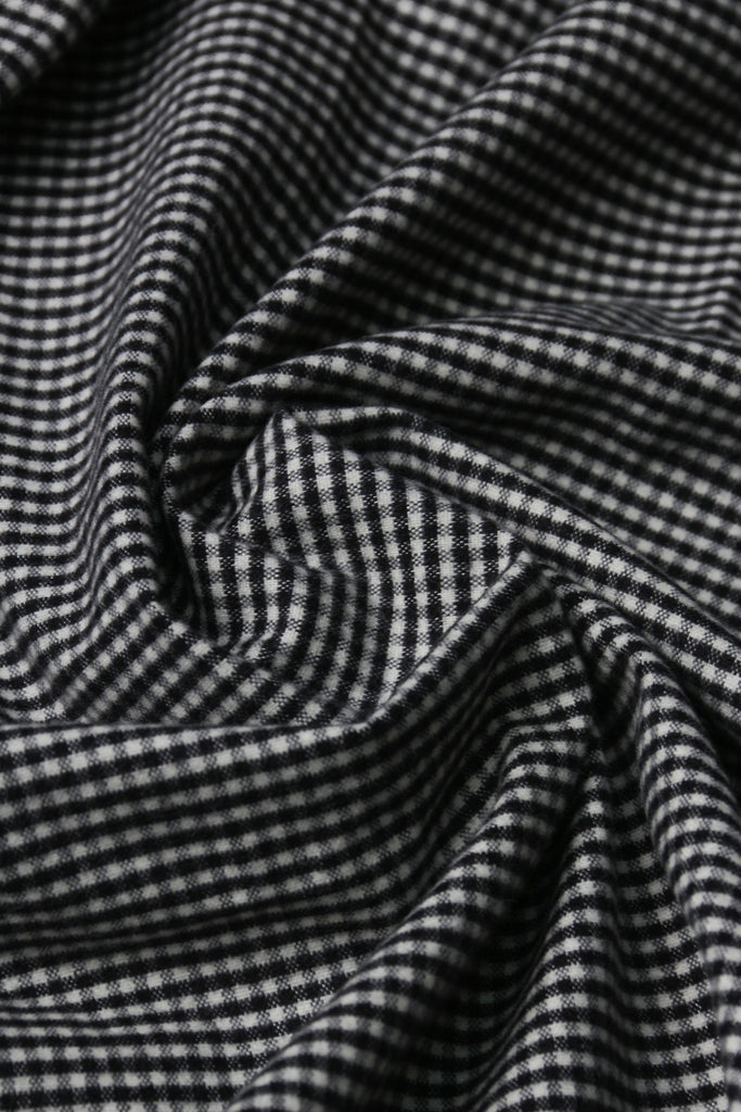 Black Micro Gingham Winter Flannel Shirt