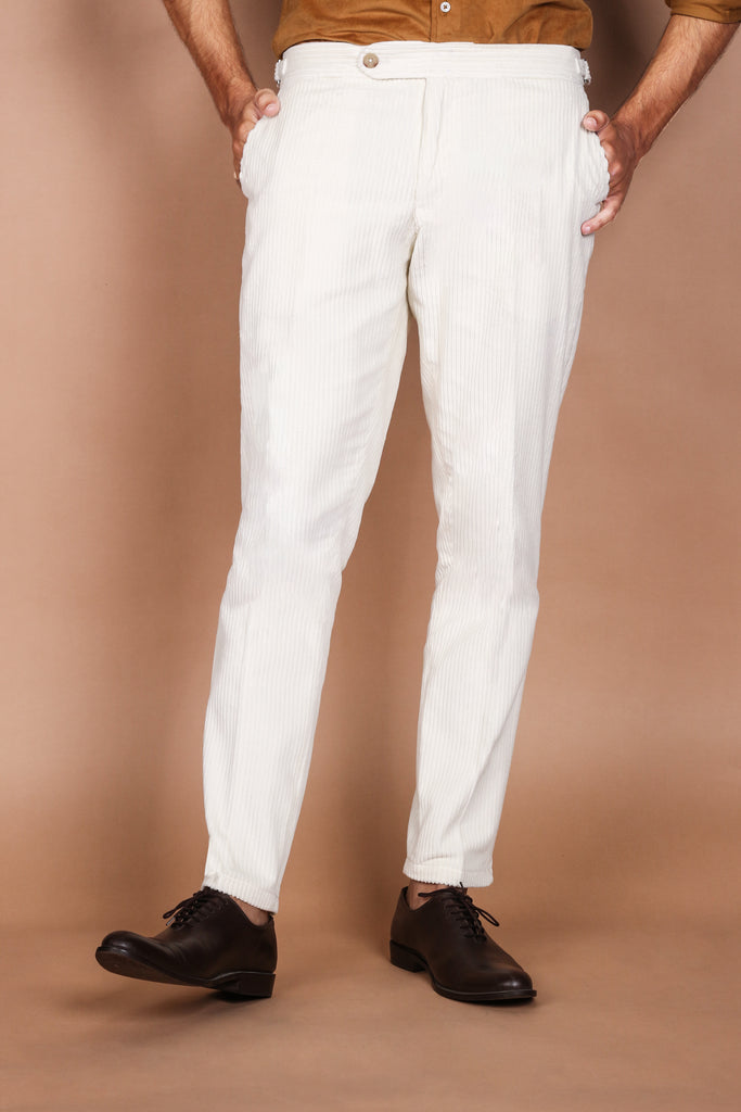 White Wide Wale Corduroy Trouser