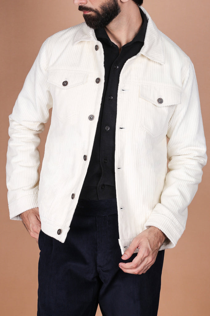 White Wide Wale Corduroy Jacket