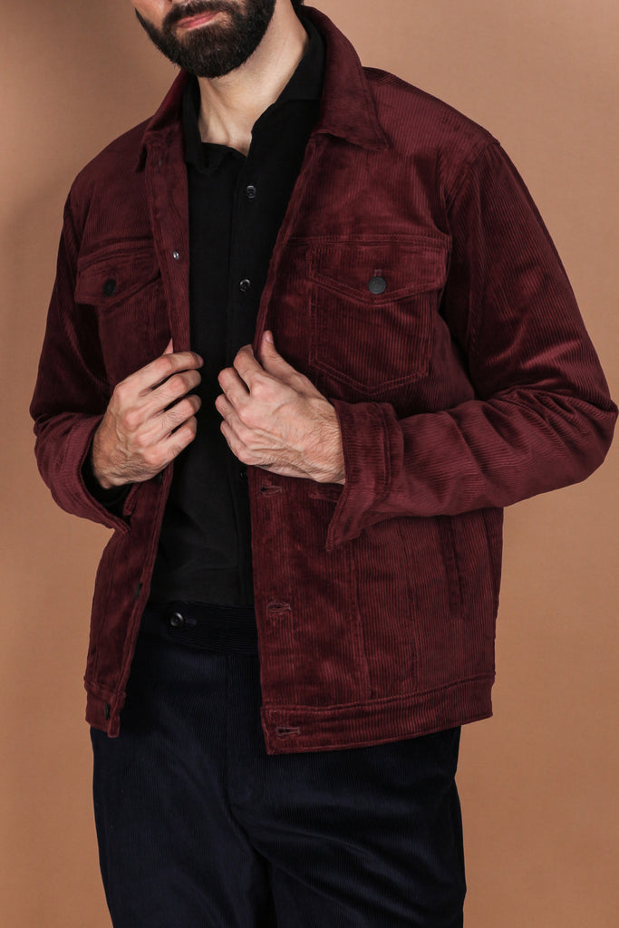 Burgundy Wide Wale Corduroy Jacket