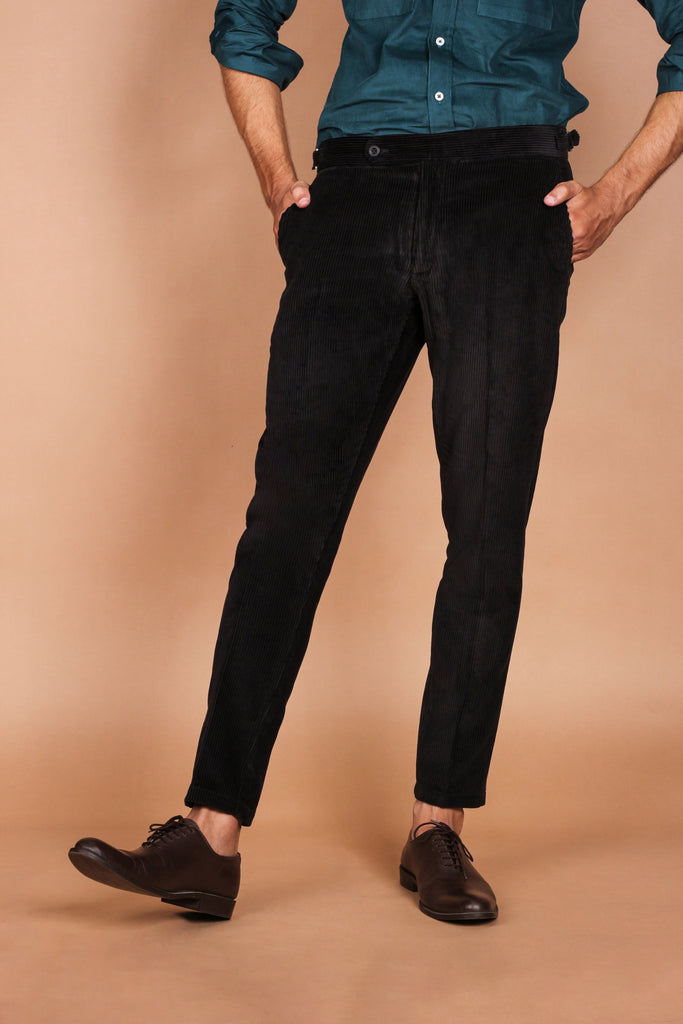 Black Wide Wale Corduroy Trouser