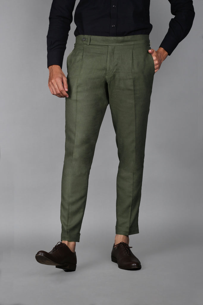 Olive Green Brushed Flannel Trouser