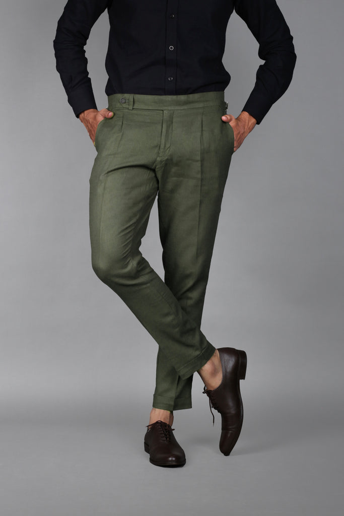 Olive Green Brushed Flannel Trouser