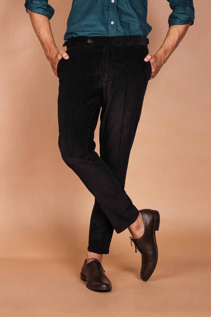 Black Wide Wale Corduroy Trouser