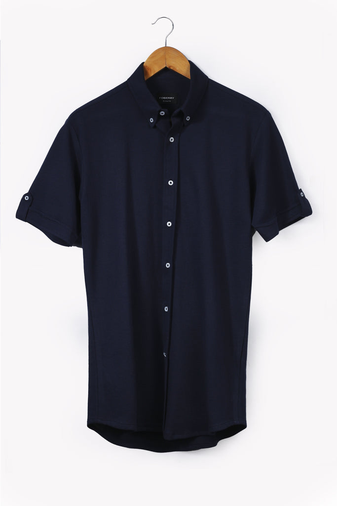 Soft Navy Blue Pique Shirt