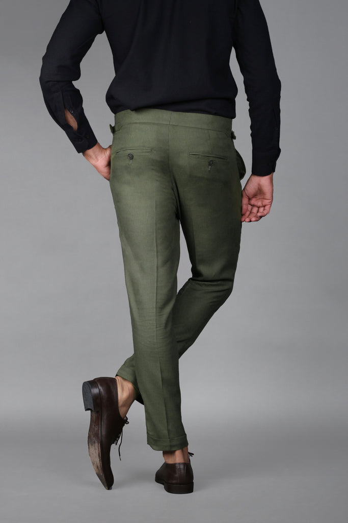 Olive Green Brushed Flannel Trouser