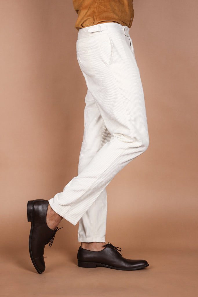 White Wide Wale Corduroy Trouser