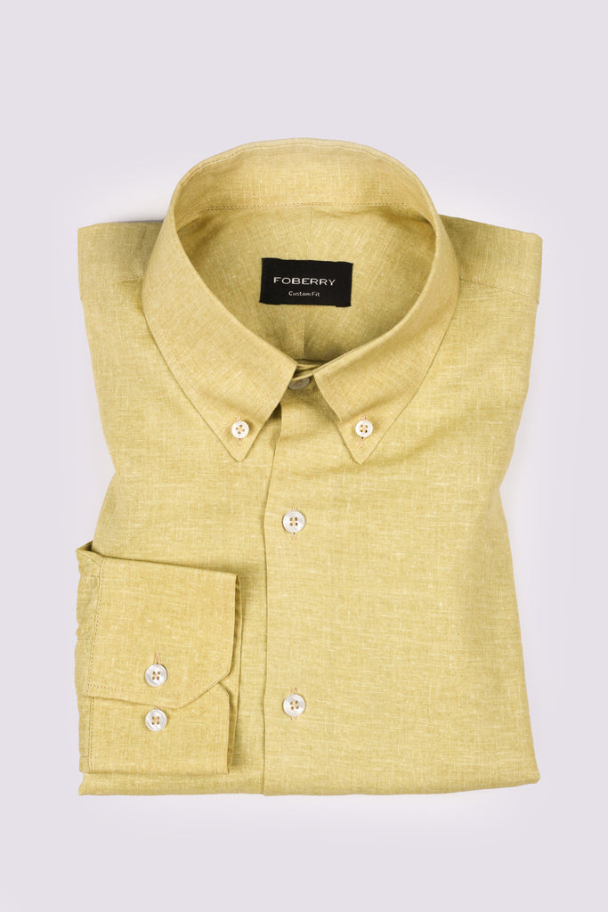 Lime Yellow Italian Featherweight Linen Shirt