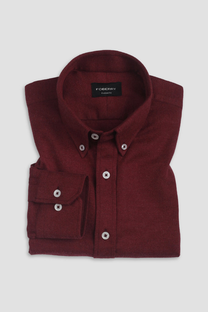 Maroon Brushed Winter Flannel Shirt