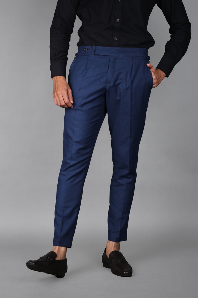 Navy Blue Brushed Flannel Trousers