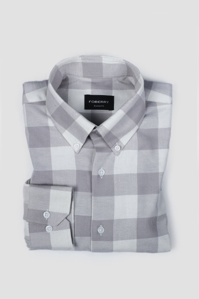 White Gingham Winter Flannel Shirt