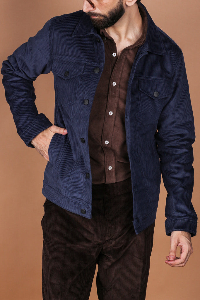 Navy Blue Wide Wale Jacket