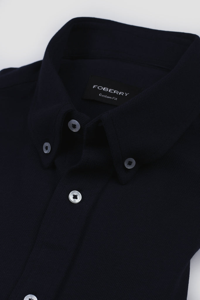 Soft Navy Blue Pique Shirt