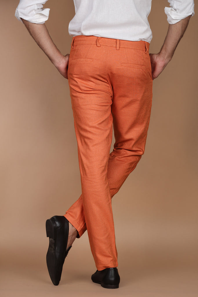 Dark Peach Linen Trouser