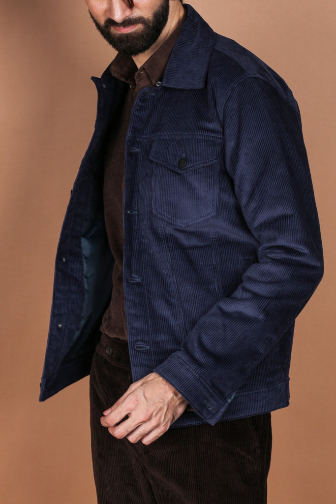 Navy Blue Wide Wale Jacket