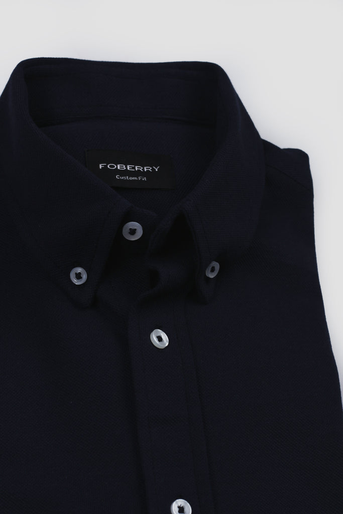 Soft Navy Blue Pique Shirt