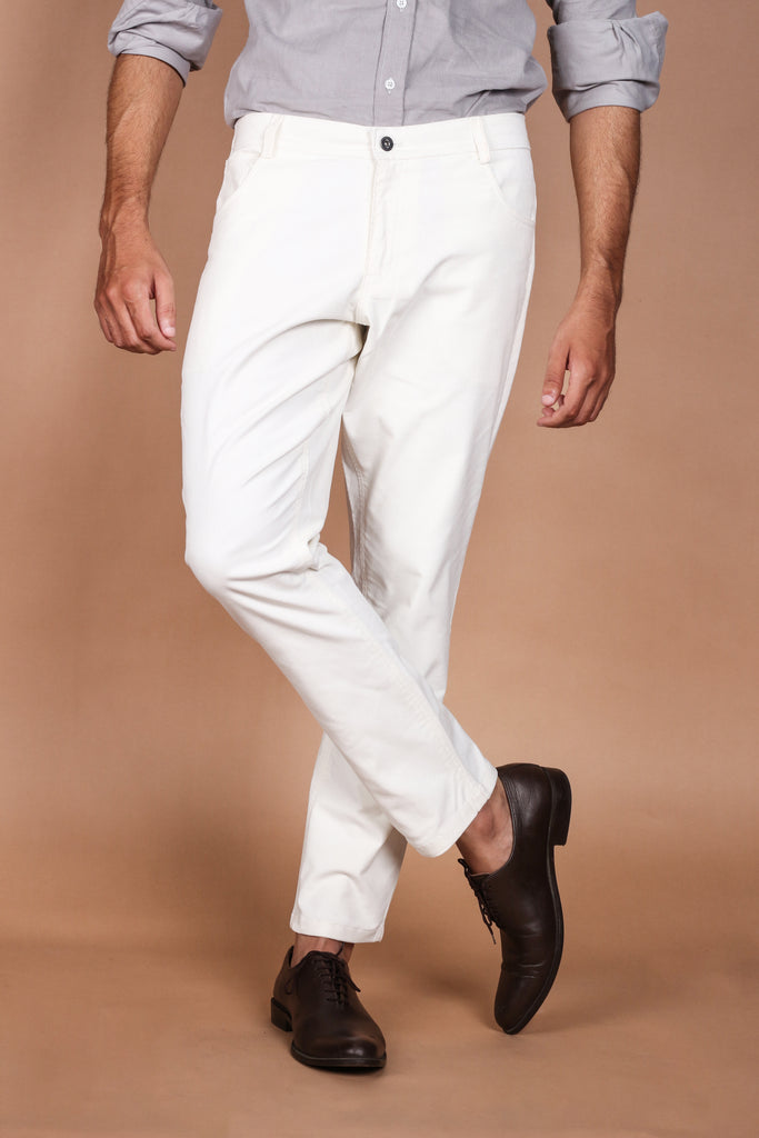 Milky White Five Pocket Corduroy Trouser