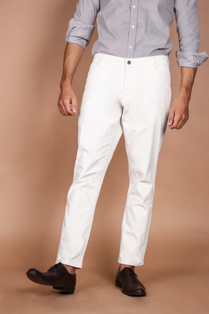 Milky White Five Pocket Corduroy Trouser