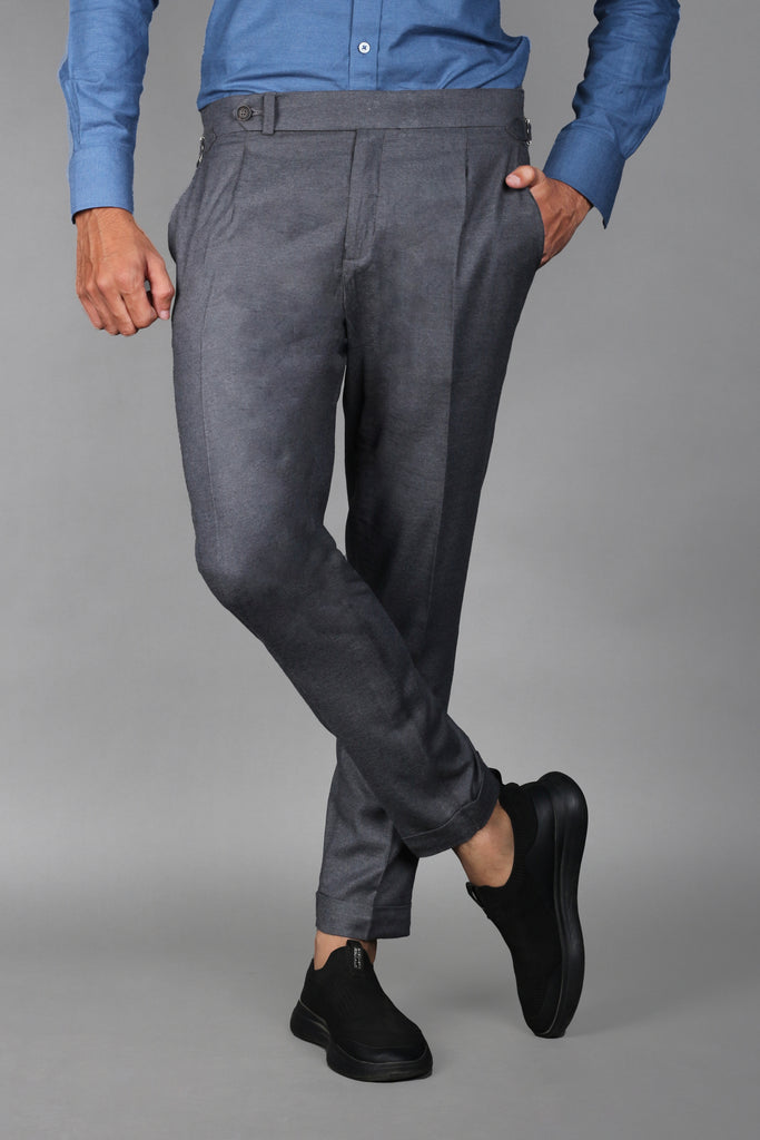 Metal Grey Brushed Flannel Trousers