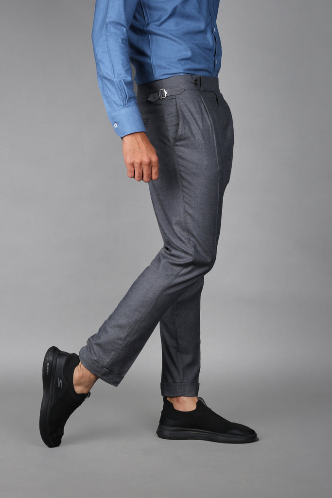 Metal Grey Brushed Flannel Trousers