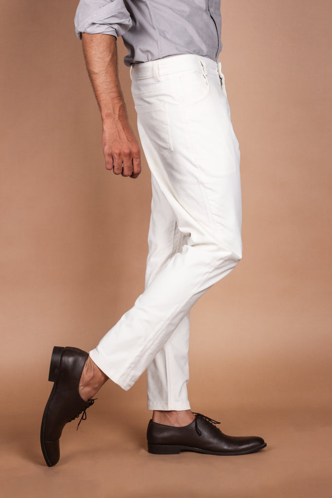 Milky White Five Pocket Corduroy Trouser